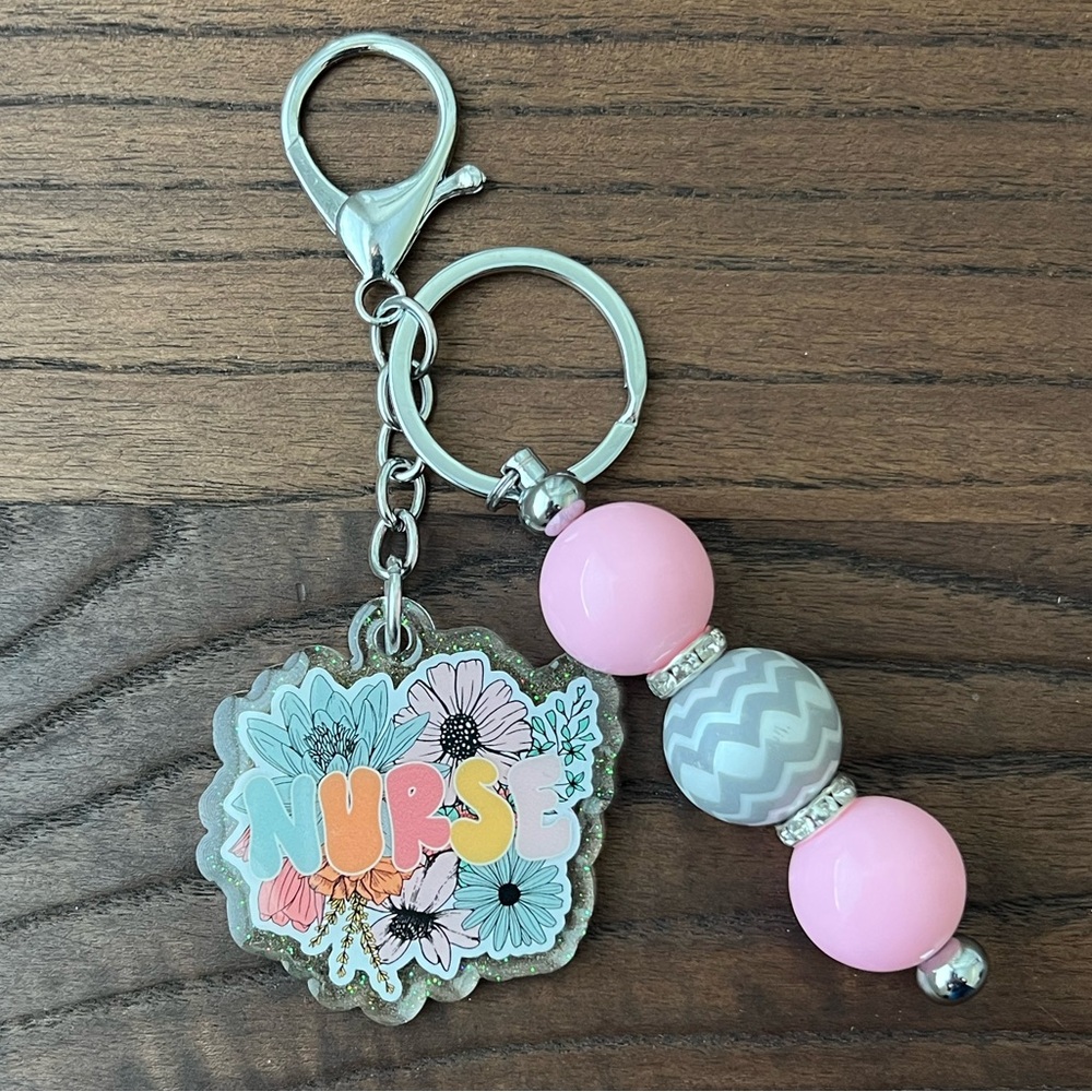 Keychain - Nurse - Beads - NWT - Handmade